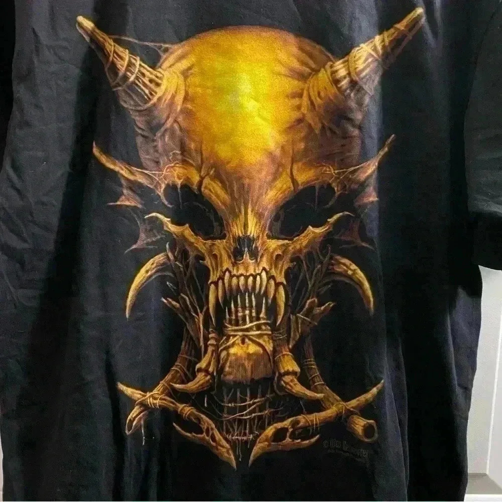 Cygnus men's t-Shirt Demon Skull black Large‎ pre-shrunk cotton Wes Benscuter - Picture 2 of 5